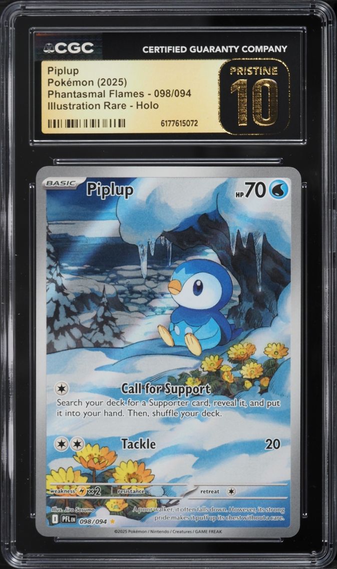 2025 Pokemon Mega Evolution Phantasmal Flames IR Piplup #98 CGC 10 PRISTINE