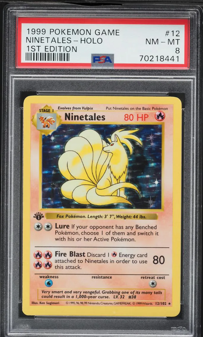 1999 #12 Ninetales-Holo 1st Edition PSA 8 Game Pokemon