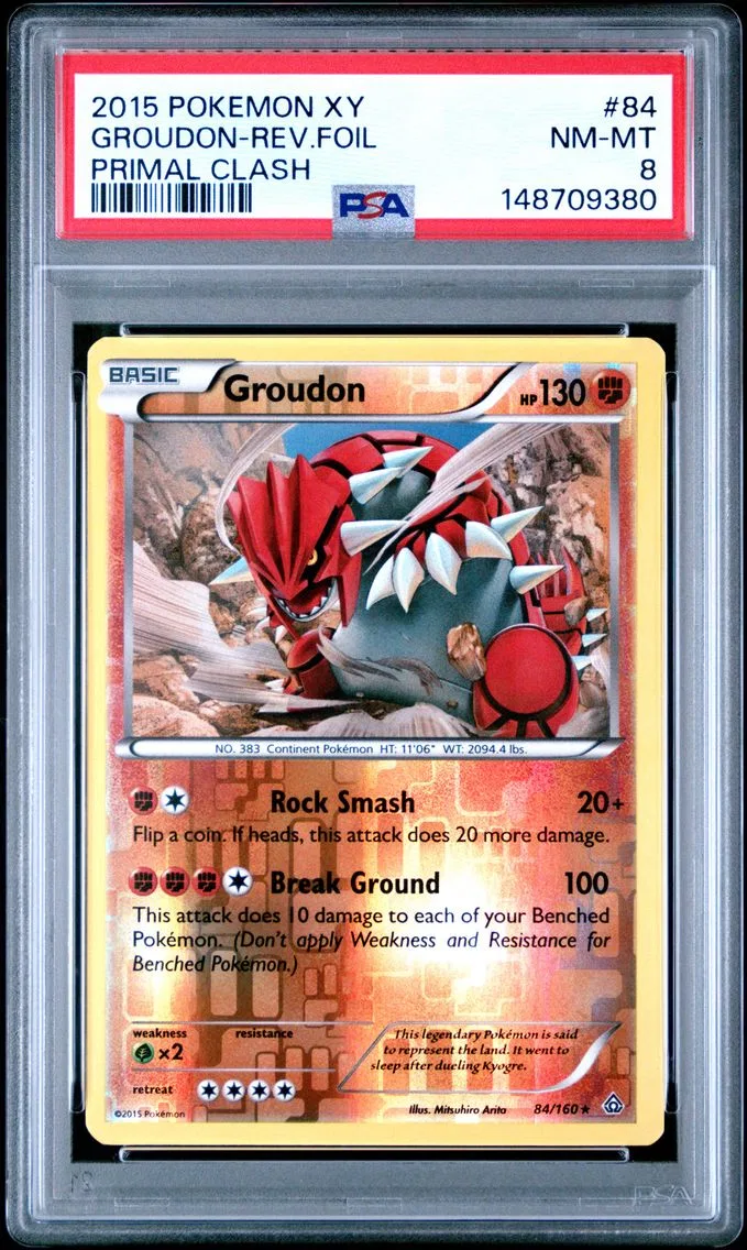 2015 #84 Groudon-Reverse Foil PSA 8 XY Primal Clash Pokemon