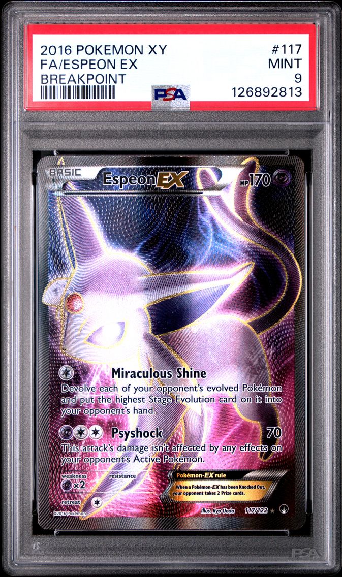 2016 #117 Full Art/Espeon EX PSA 9 XY Breakpoint Pokemon