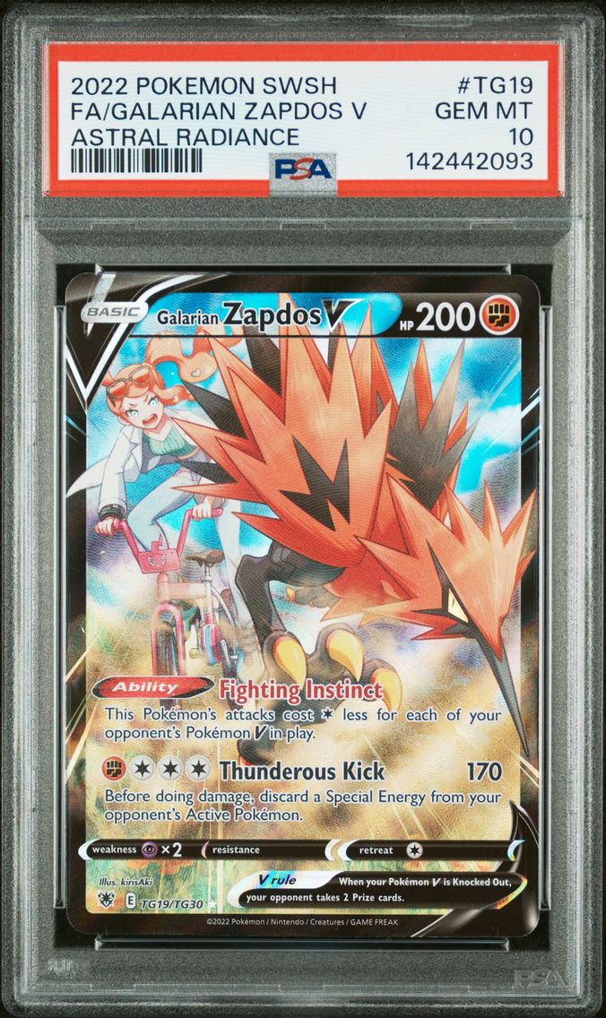 2022 #TG19 Full Art/Galarian Zapdos V PSA 10 Sword & Shield Astral Radiance Pokemon