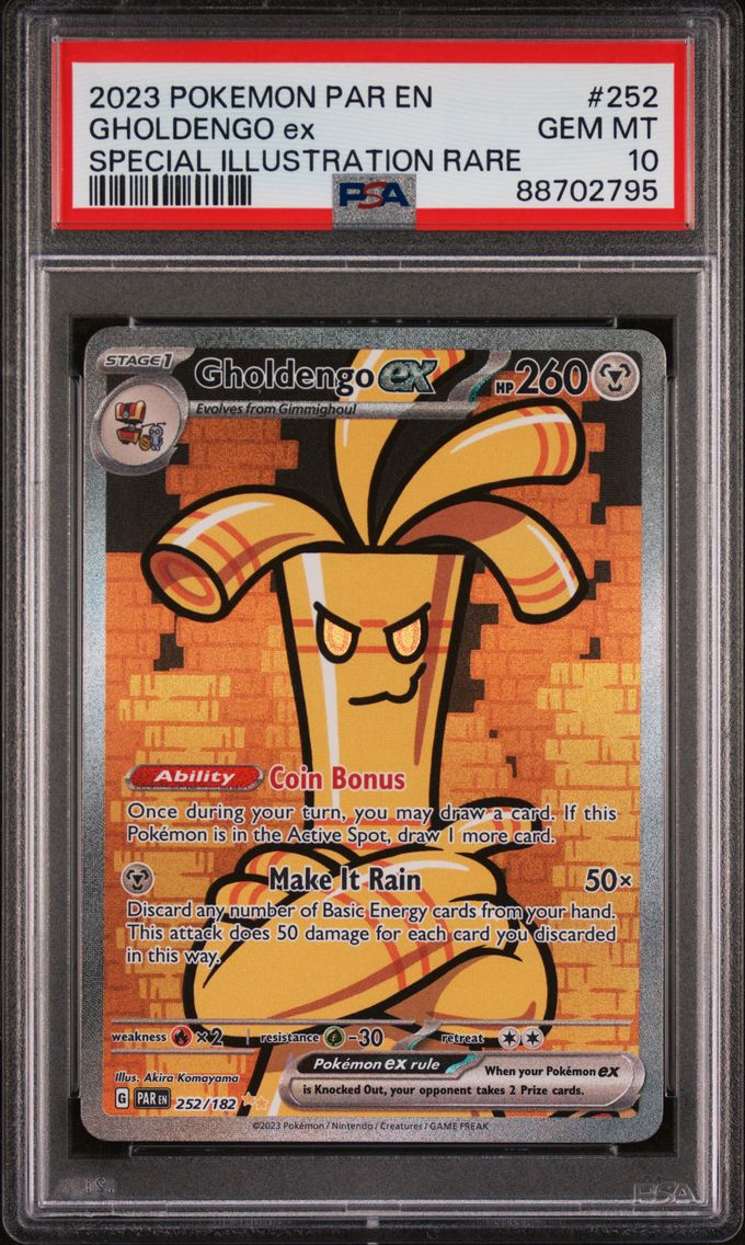 2023 #252 Gholdengo EX PSA 10 Special Illustration Rare Pokemon Par EN-Paradox Rift Pokemon
