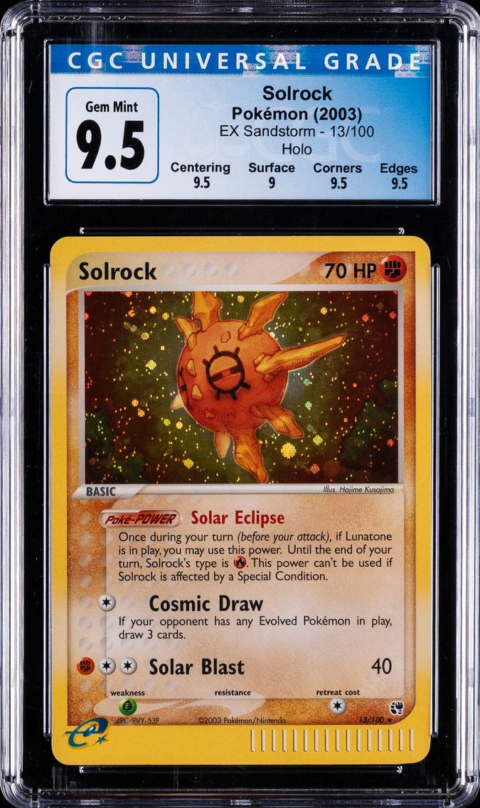 2003 #13 Solrock CGC 10 EX Sandstorm (2003 Copyright, w/ "e" Symbol) - English Pokemon