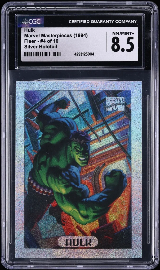 1994 #4 Fleer Marvel Masterpieces Silver Holofoil Hulk NM-MT+ CGC 8.5
