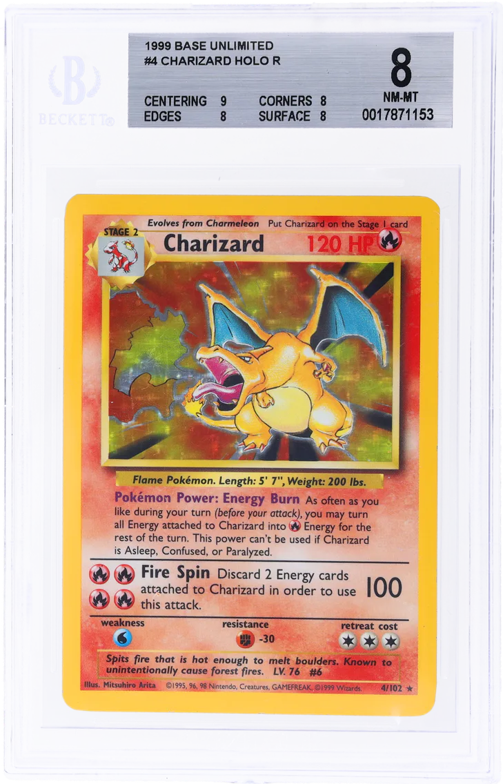 1999 #4 BASE SET HOLO CHARIZARD BGS 8 POKEMON
