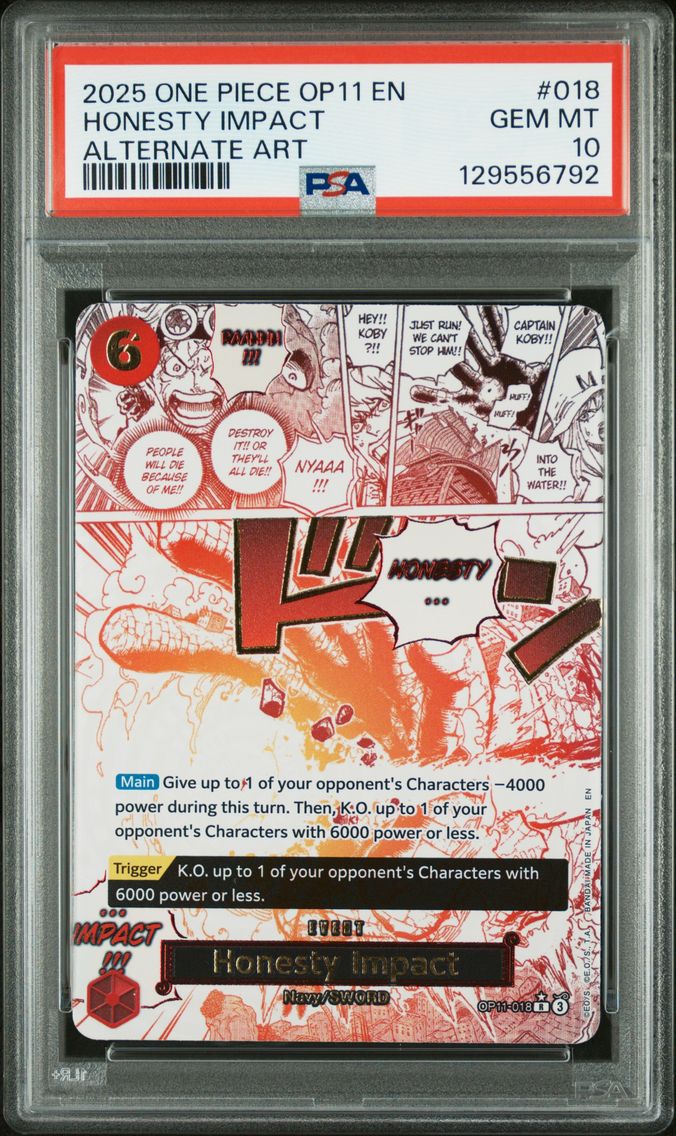 2025 #018 Honesty Impact PSA 10 One Piece OP11-A Fist of Divine Speed