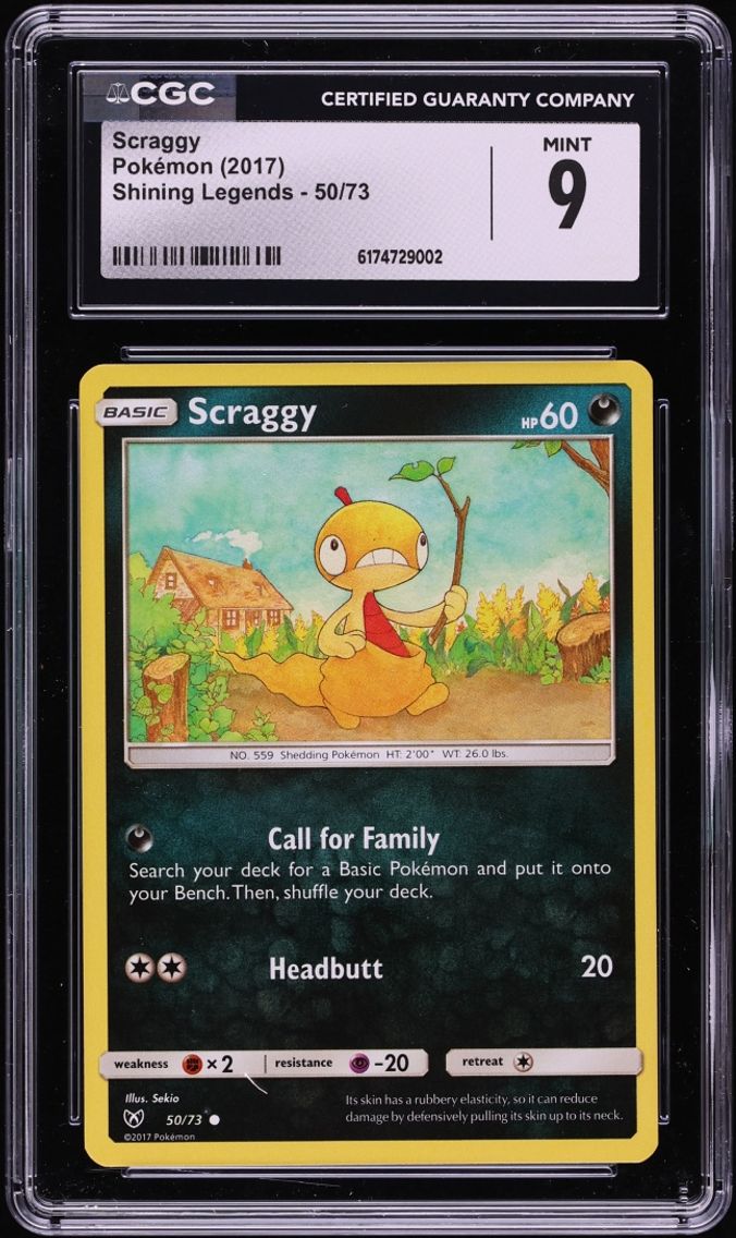 2017 Pokemon Sun & Moon Shining Legends Scraggy #50 CGC 9 MINT