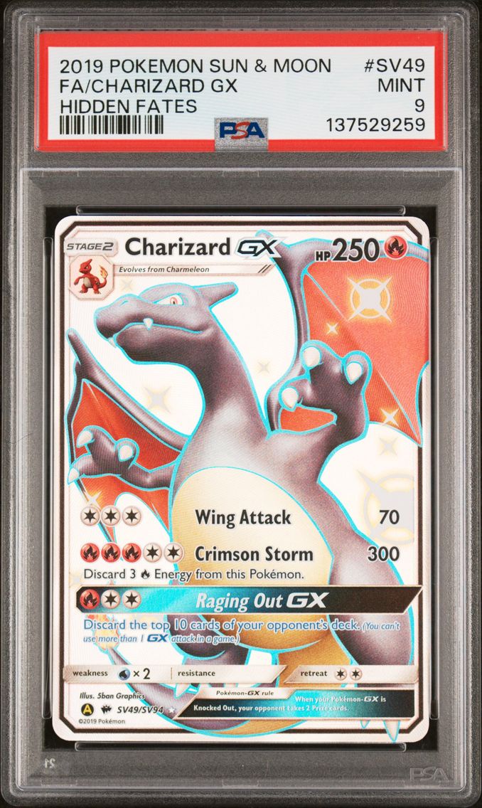2019 #SV49 Full Art/Charizard GX PSA 9 Sun & Moon Hidden Fates
