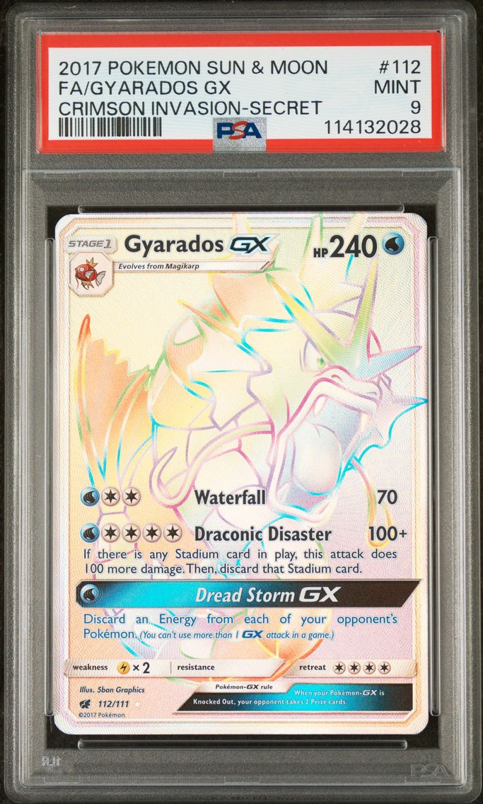 2017 #112 Full Art/Gyarados GX PSA 9 Sun & Moon Crimson Invasion Pokemon