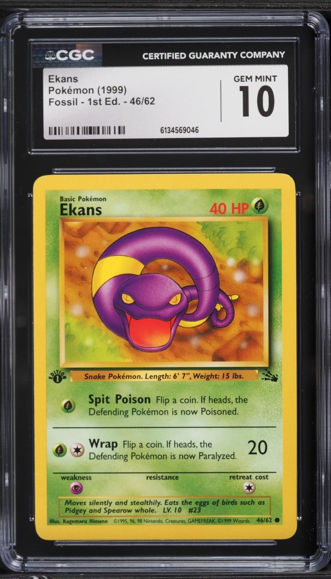 1999 Pokemon Fossil 1st Edition Ekans #46 CGC 10 GEM MINT