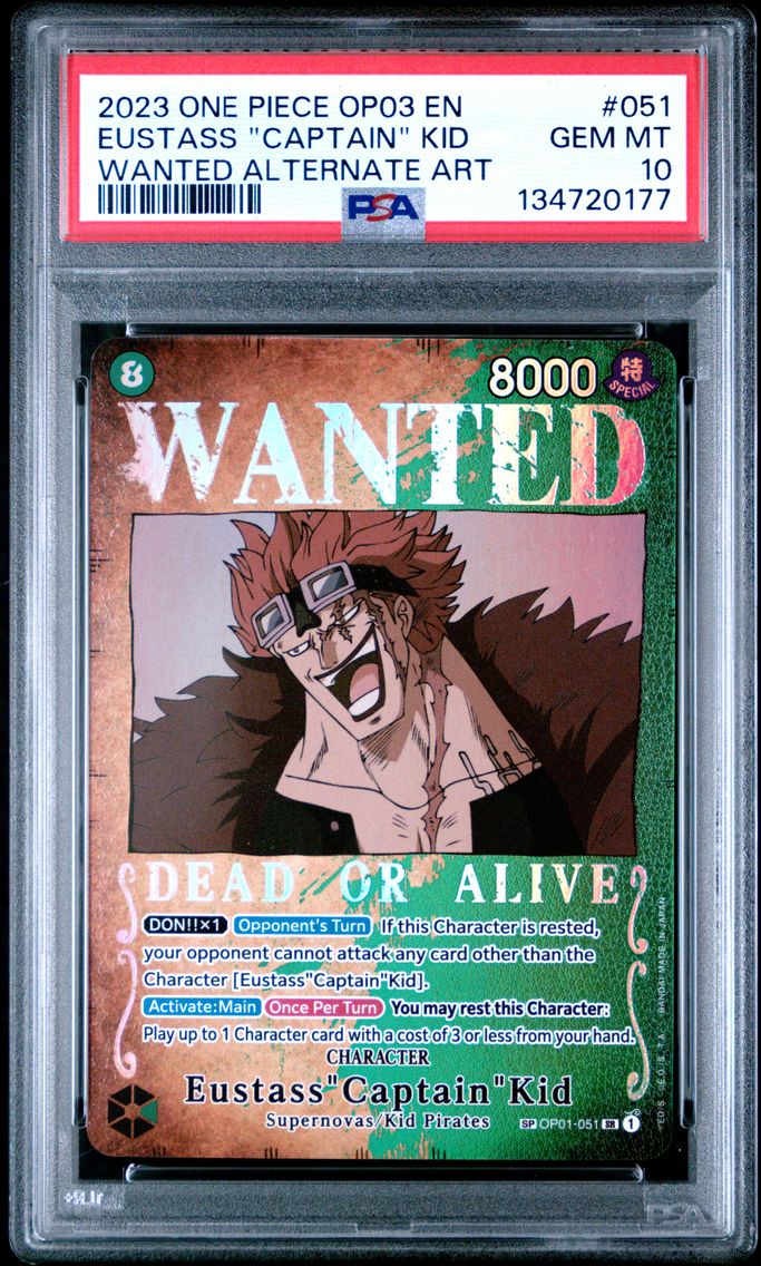 2023 #051 Eustass "Captain" Kid PSA 10 One Piece OP03-Pillars of Strength