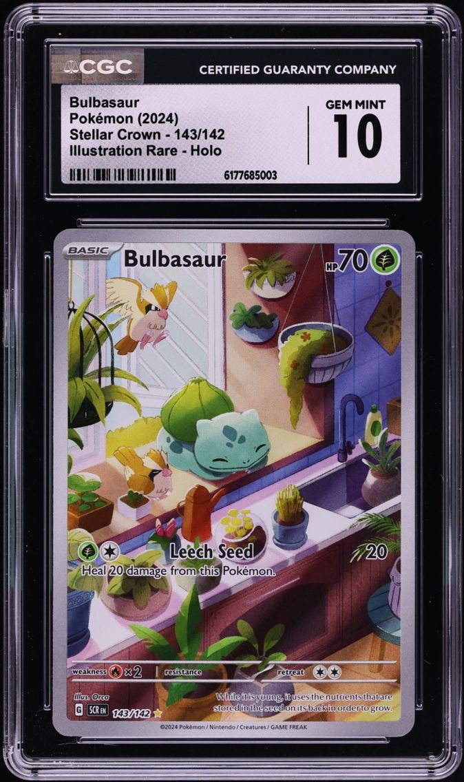 2024 #143 Bulbasaur CGC 10 Pokemon Scarlet & Violet Stellar Crown IR