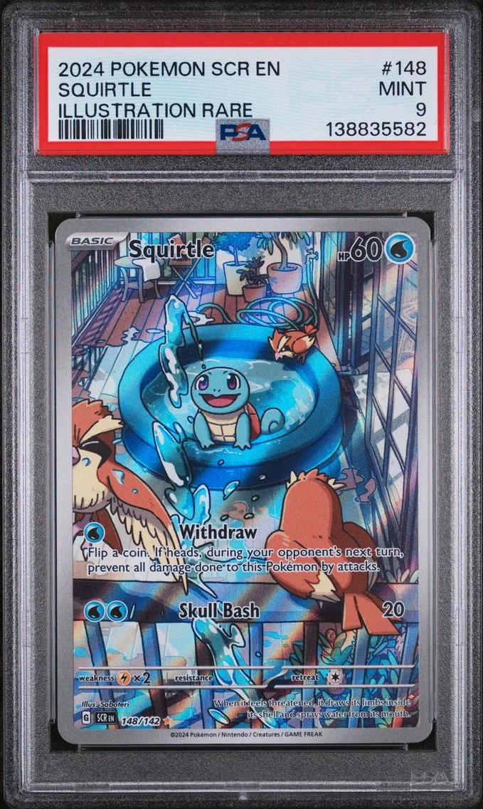 2024 #148 Squirtle PSA 9 Illustration Rare Pokemon Scr EN-Stellar Crown Pokemon