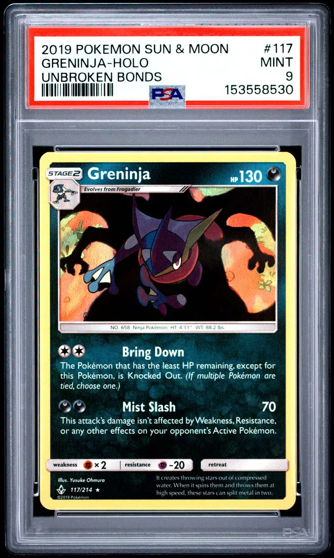 2019 #117 Greninja-Holo PSA 9 Sun & Moon Unbroken Bonds