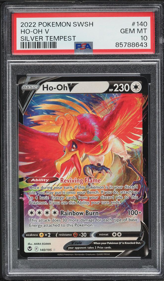 2022 Pokemon Sword & Shield Silver Tempest Alt Art Ho-Oh V #140 PSA 10 GEM MINT