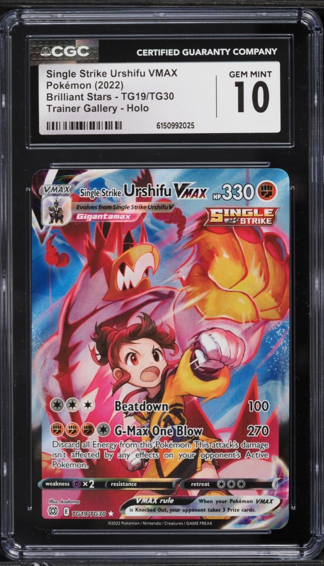 2022 Pokemon SWSH Brilliant Stars Full Art Single Strike Urshifu VMAX #TG19 CGC 10 GEM MINT