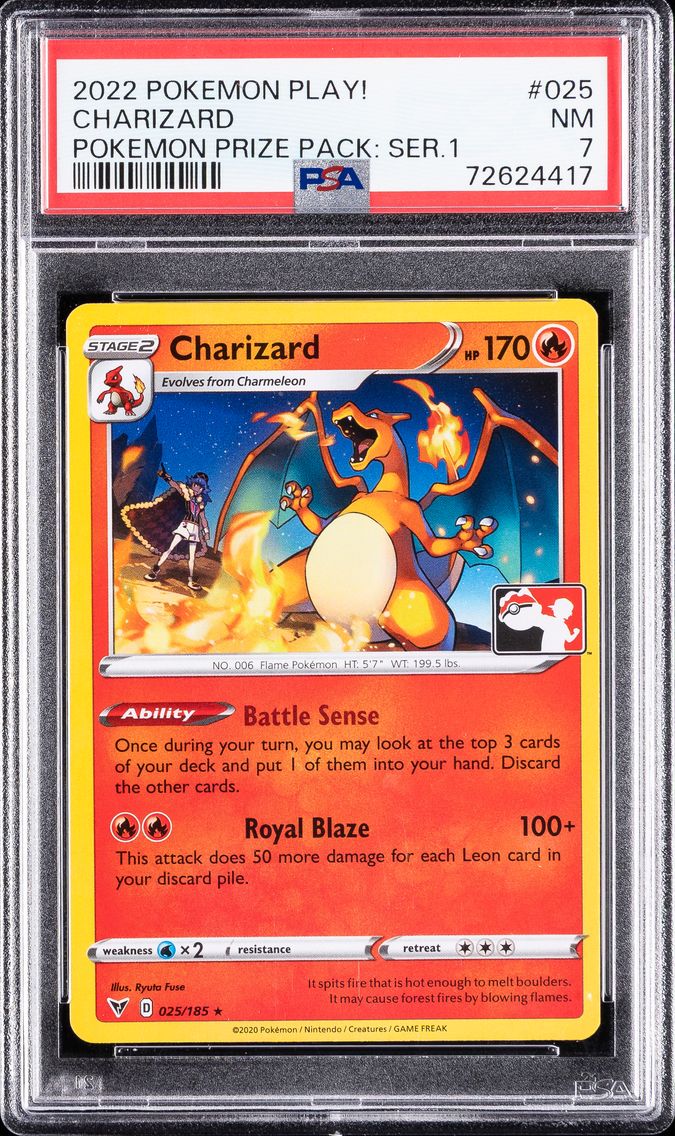 2022 #025 Charizard PSA 7 Play! Prize Pack: Series 1 Pokemon