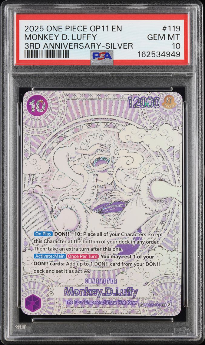 2025 #119 Monkey D. Luffy PSA 10 One Piece OP11-A Fist of Divine Speed