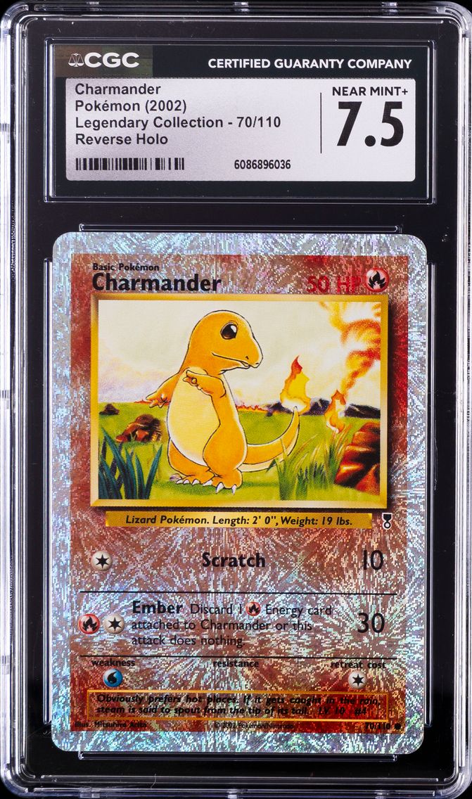 2002 #70 Charmander-Reverse Foil CGC 7.5 Legendary Collection Pokemon