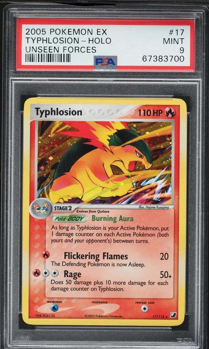 2005 #17 Typhlosion-Holo PSA 9 EX Unseen Forces Pokemon