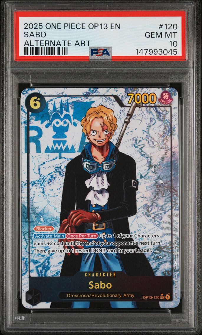 2025 #120 Sabo PSA 10 One Piece OP13-Carrying on His Will