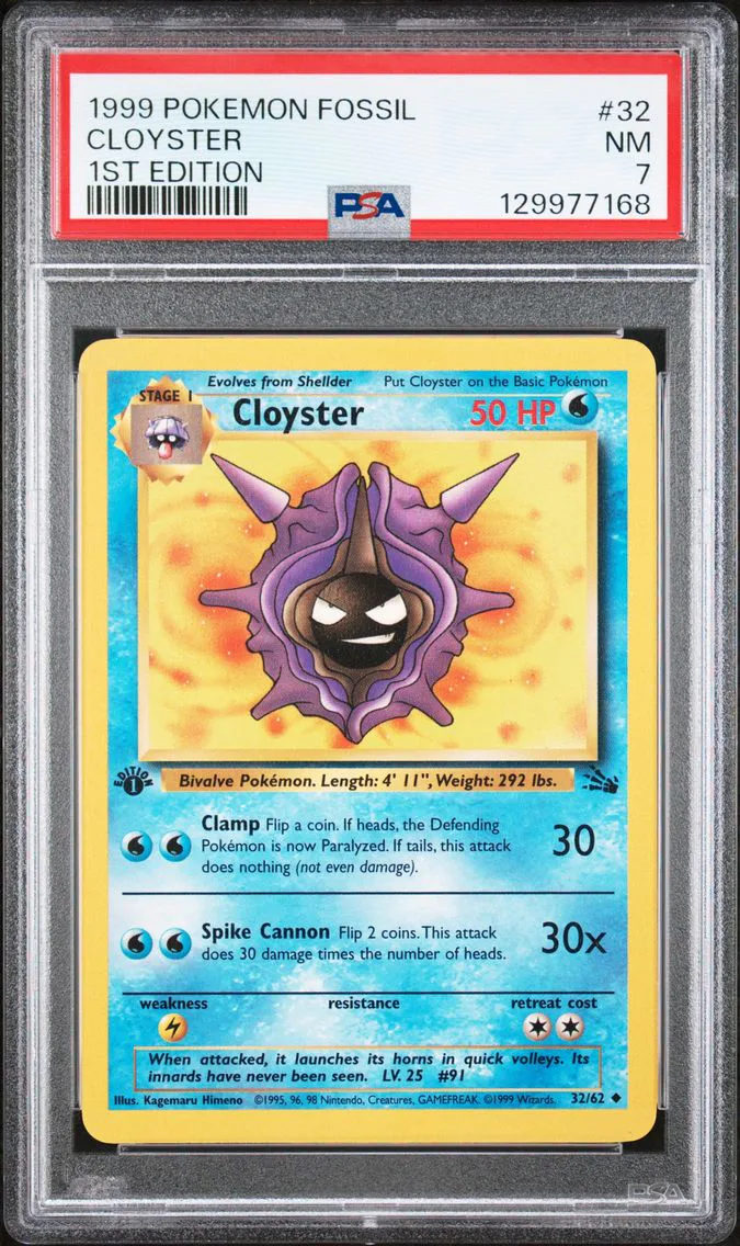 1999 #32 Cloyster 1st Edition PSA 7 Fossil