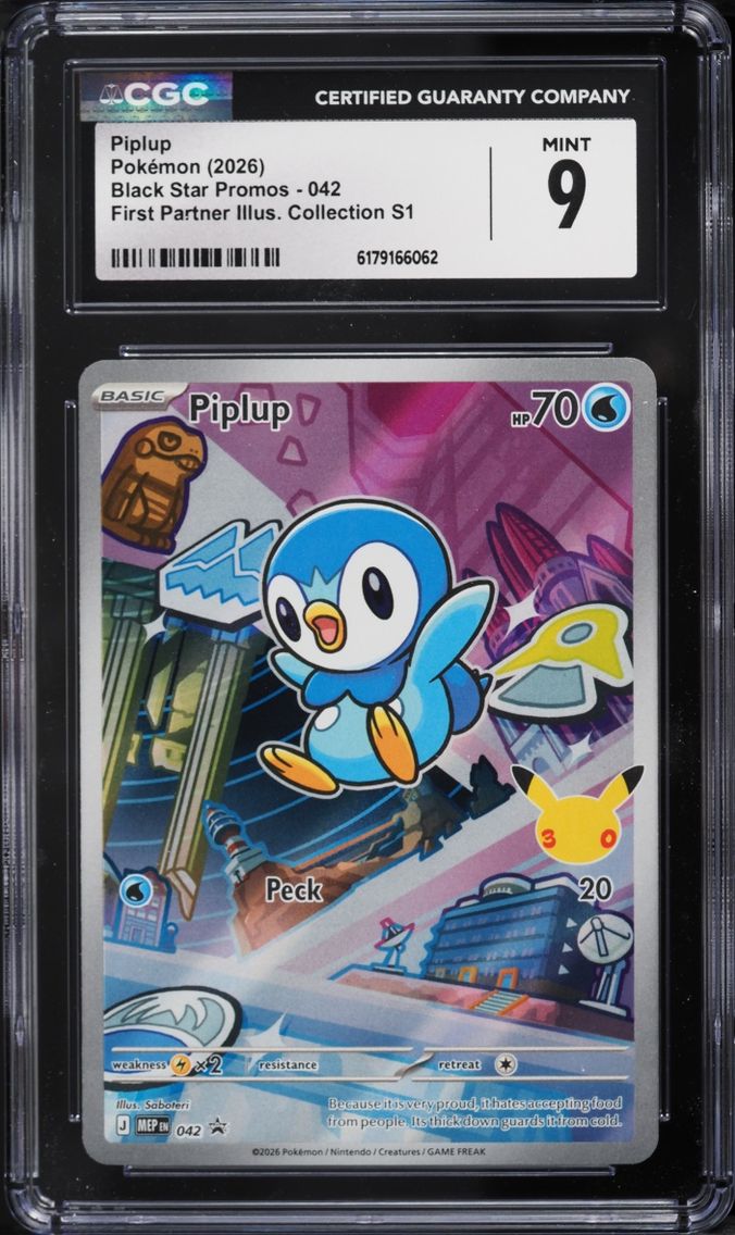 2026 Pokemon Mega Evolution Promo First Partner Illustration Full Art Piplup #42 CGC 9 MINT