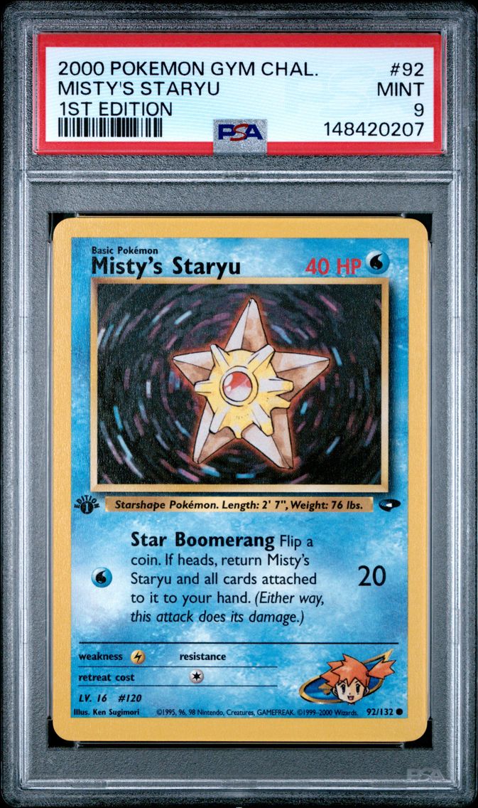 2000 #92 Misty's Staryu 1st Edition PSA 9 Gym Challenge Pokemon