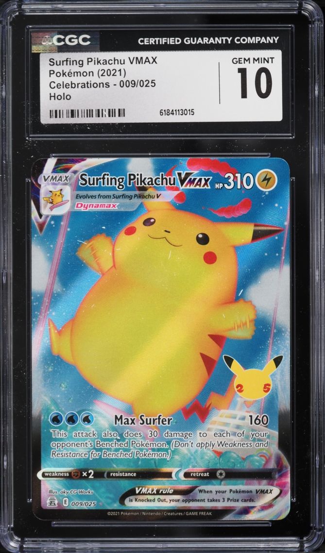 2021 #9 Surfing Pikachu VMAX CGC 10 Pokemon Sword & Shield Celebrations Full Art