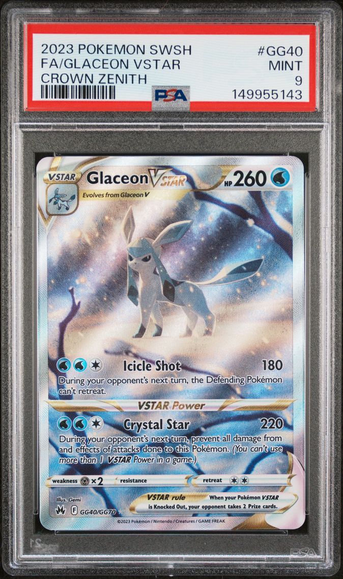 2023 #GG40 Full Art/Glaceon Vstar PSA 9 Sword and Shield Crown Zenith Pokemon