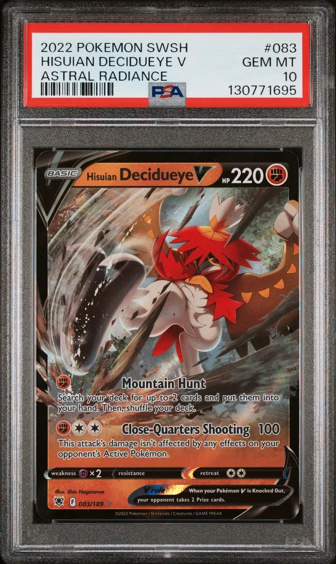 2022 #083 Hisuian Decidueye V PSA 10 Sword & Shield Astral Radiance Pokemon