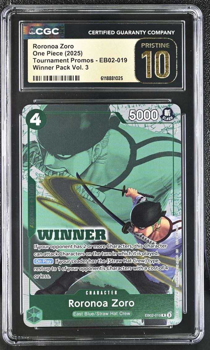 2025 #EB02-019 Roronoa Zoro CGC 10 Pristine Tournament Promos - English