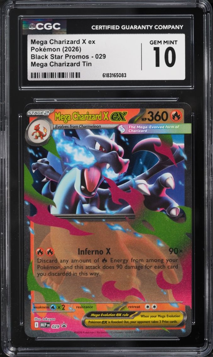 2026 Pokemon Mega Evolution Promo Tin Mega Charizard X ex #29 CGC 10 GEM MINT
