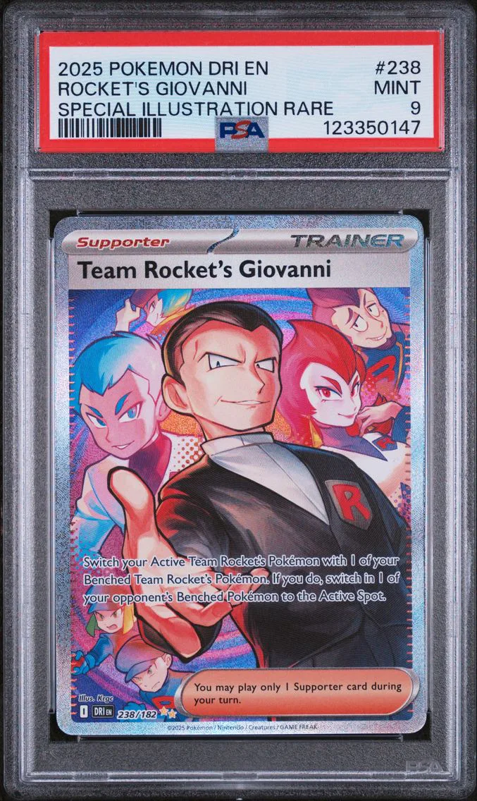 2025 #238 Team Rocket's Giovanni PSA 9 Dri EN-Destined Rivals