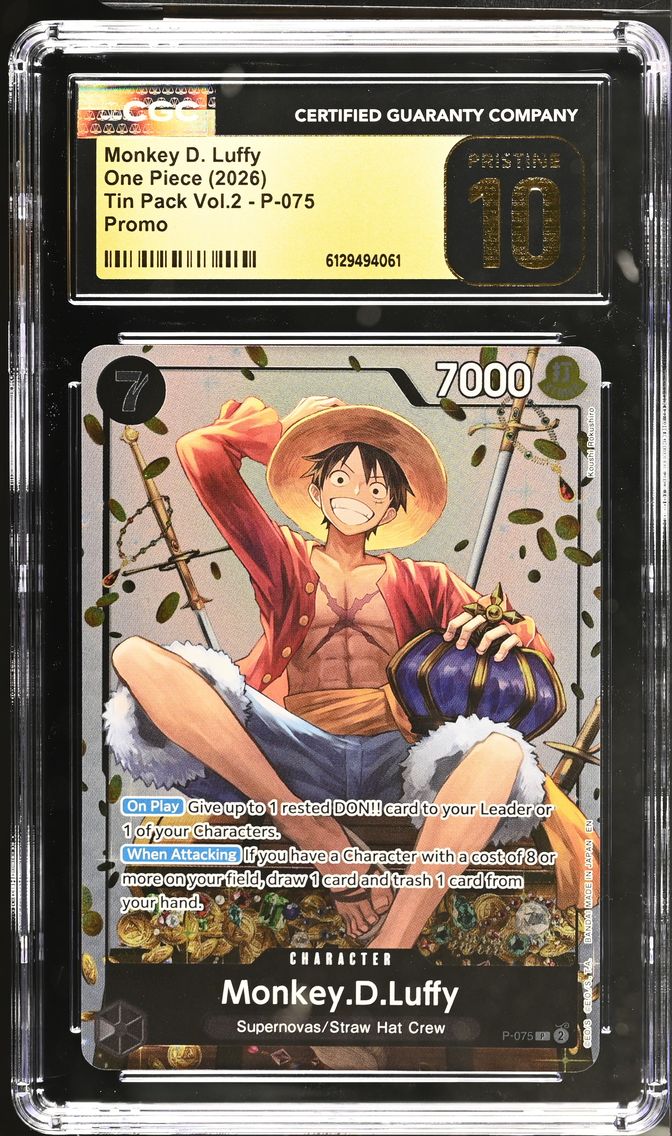 2026 #P-075 Monkey D. Luffy CGC 10 Pristine Tin Pack Vol.2 (Coins In BG) - English