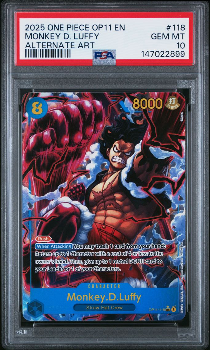 2025 #118 Monkey D. Luffy PSA 10 OP11-A Fist of Divine Speed One Piece