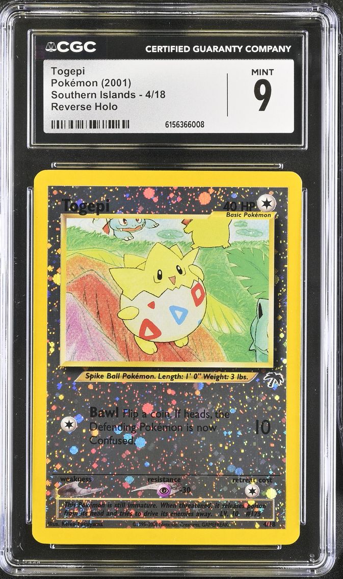 2001 #4 Togepi Reverse Holo CGC 9 Southern Islands - English