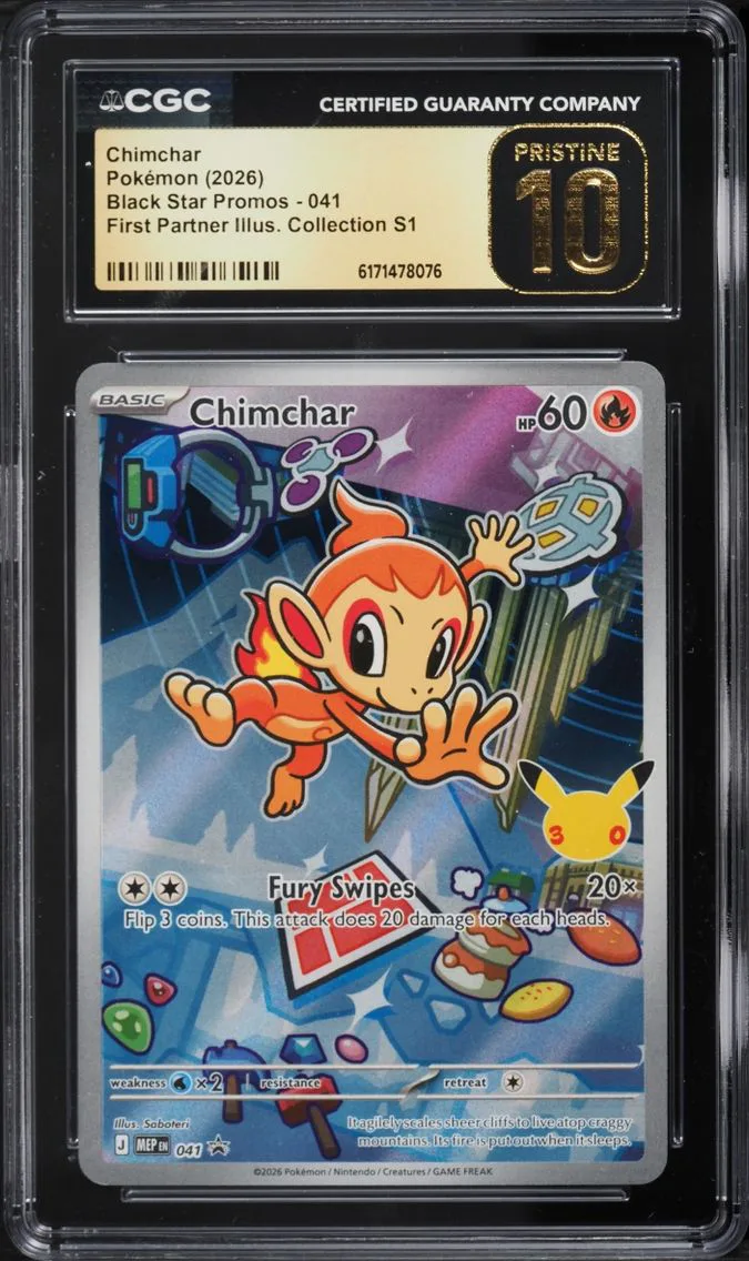 2026 Pokemon Mega Promo First Partner Illustration S1 Full Art Chimchar #41 CGC 10 PRISTINE