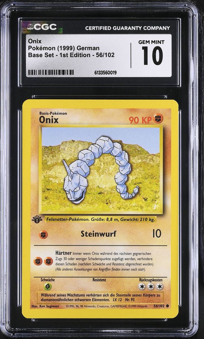 1999 #56 Onix CGC 10 Base Set - 1st Edition - German