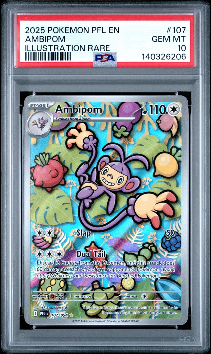 2025 #107 Ambipom PSA 10 Pfl EN-Phantasmal Flames