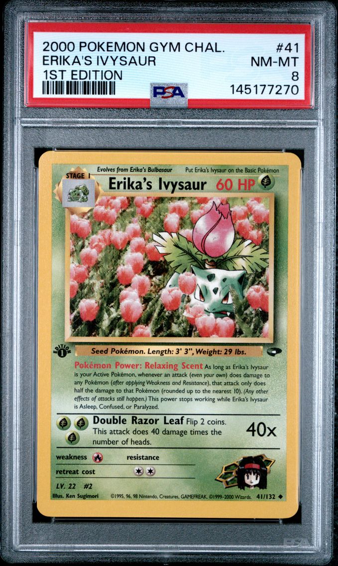 2000 #41 Erika's Ivysaur 1st Edition PSA 8 Gym Challenge