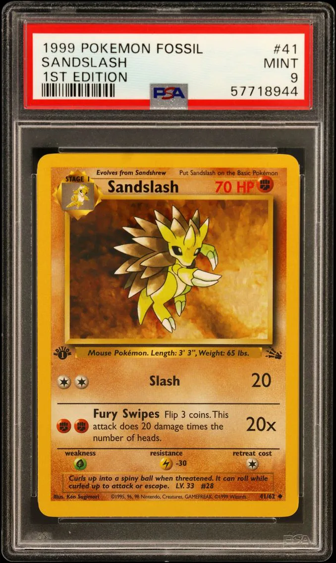 1999 #41 Sandslash 1st Edition PSA 9 Fossil