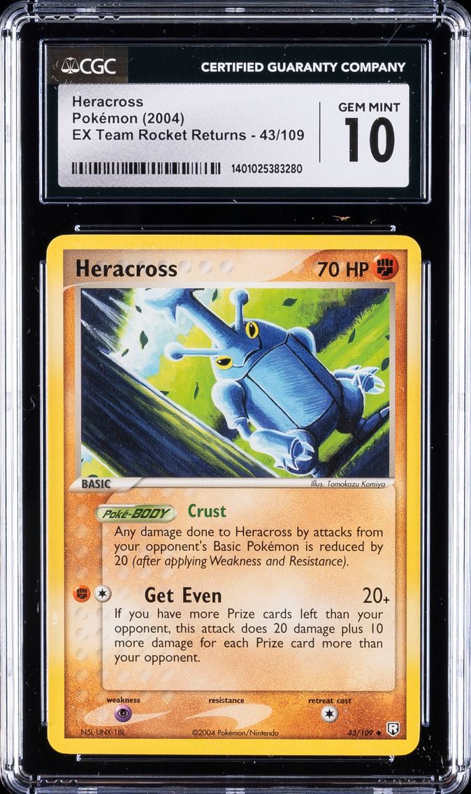 2004 #43 Heracross CGC 10 Gem Mint Pokemon | EX Team Rocket Returns
