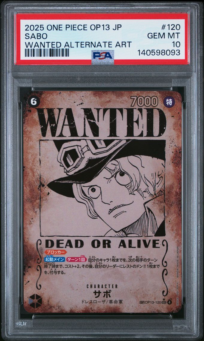 2025 #120 Sabo PSA 10 One Piece Japanese OP13-Carrying on His Will