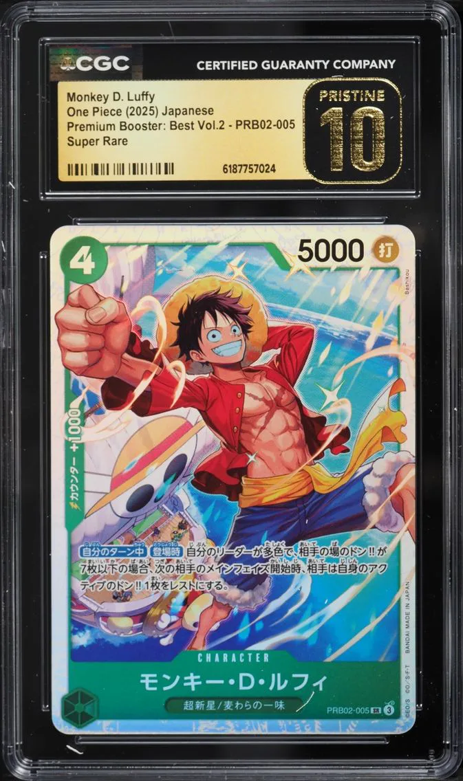 2025 #PRB02-005 Monkey D. Luffy CGC 10 One Piece Japanese Premium Booster Best Vol. 2 SR