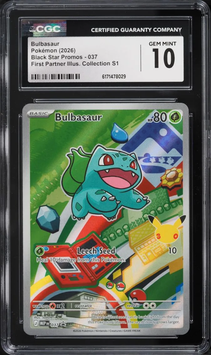 2026 Pokemon Mega Evolution Promo First Partner Illustration Full Art Bulbasaur #37 CGC 10 GEM