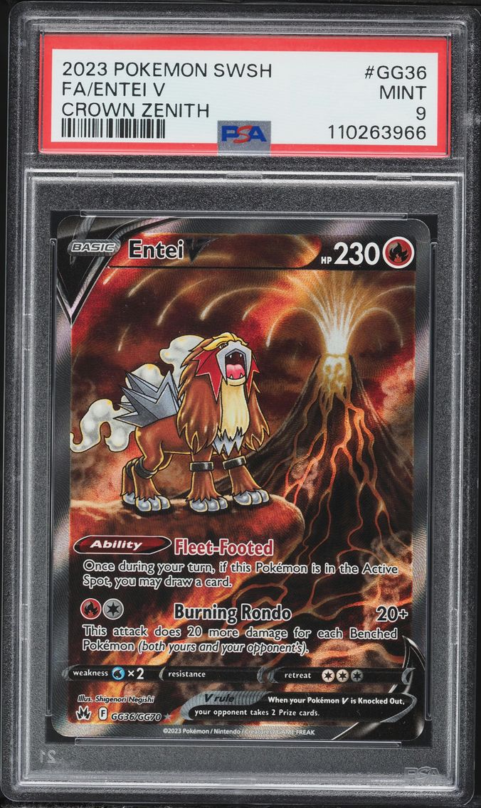 2023 #GG36 Full Art/Entei V PSA 9 Sword and Shield Crown Zenith Pokemon