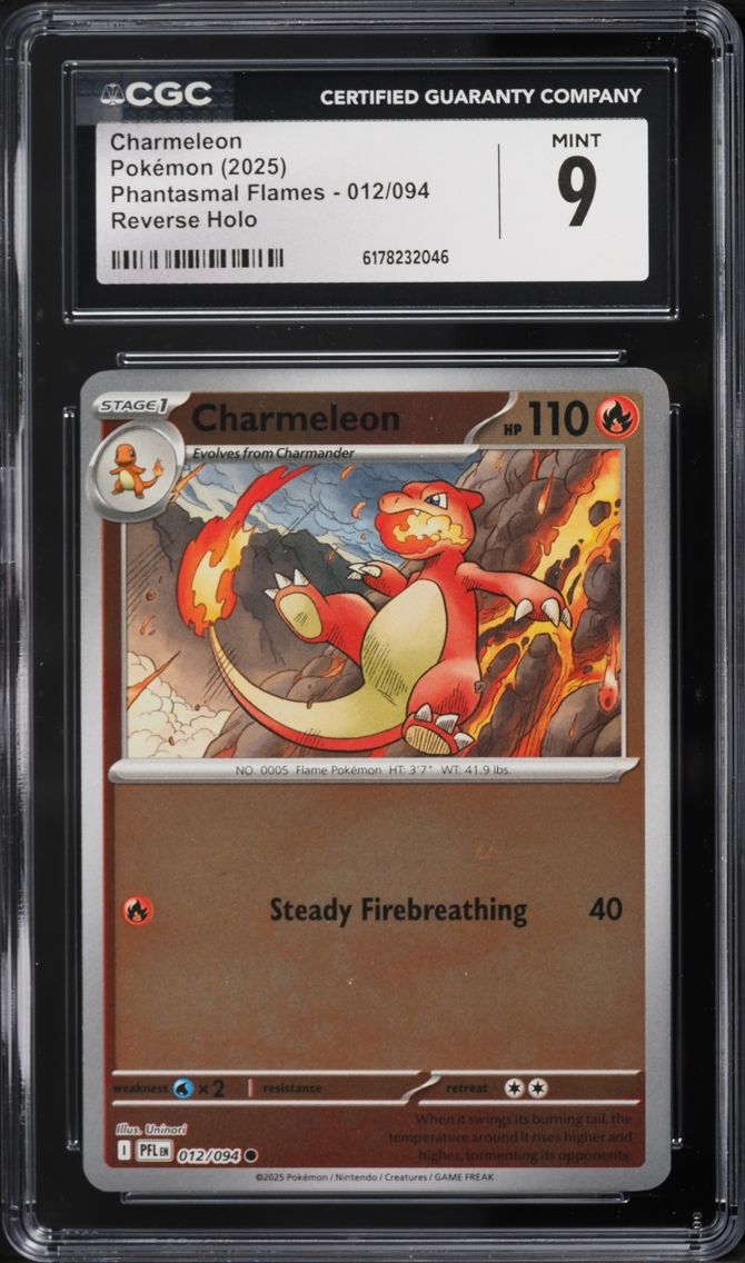 2025 Pokemon Mega Evolution Phantasmal Flames Reverse Holo Charmeleon #012 CGC 9 MINT