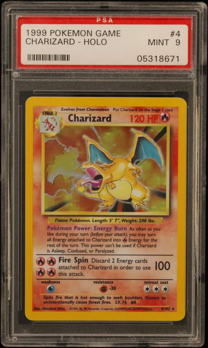 1999 #4 Charizard-Holo PSA 9 Gam