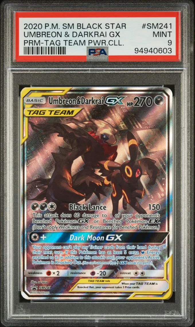 2020 #SM241 Umbreon & Darkrai GX PSA 9 SM Black Star Promo